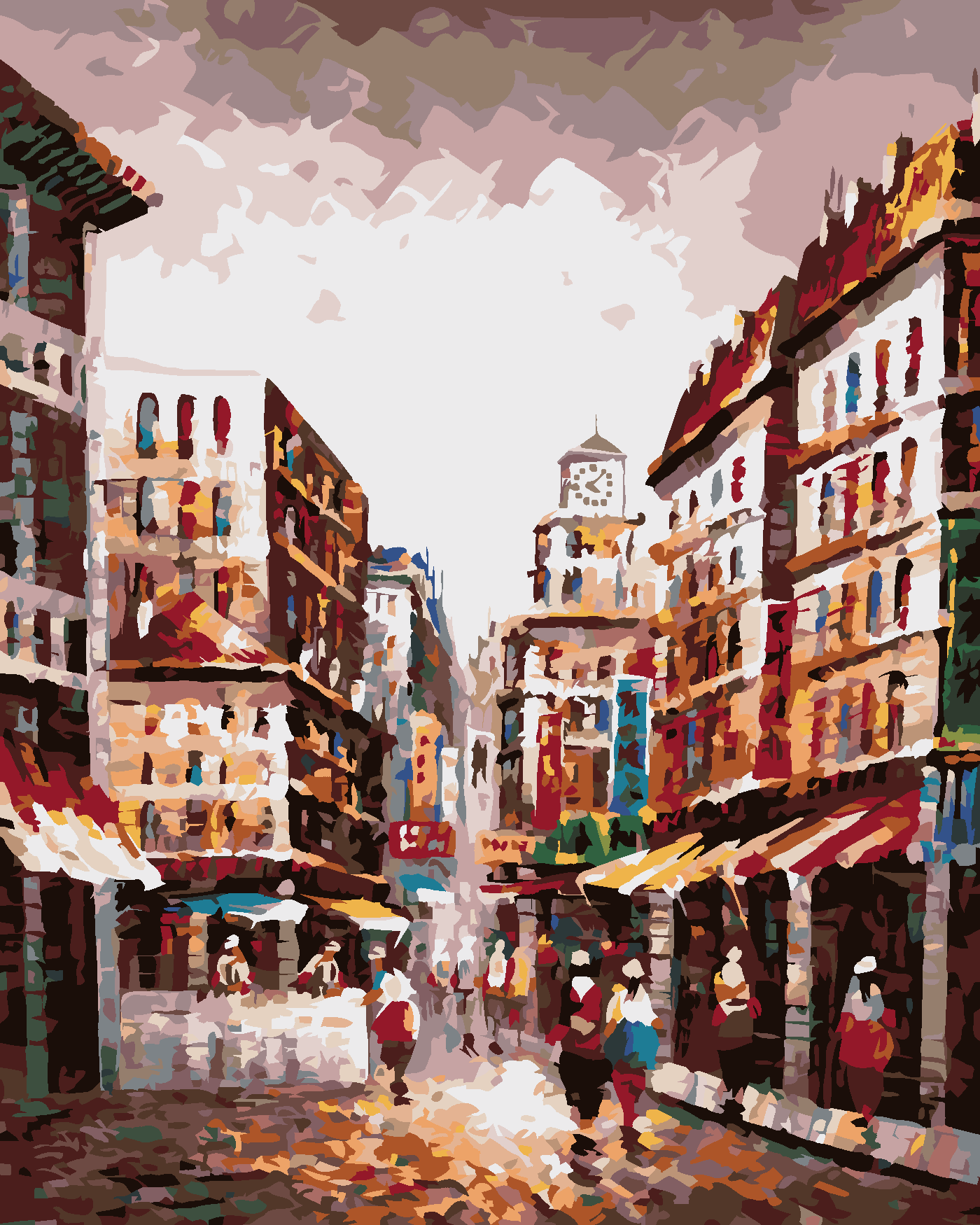 Malování podle čísel - ULIČKA V HONG KONGU Rozměr: 40x50 cm, Rámování: bez rámu a bez vypnutí plátna