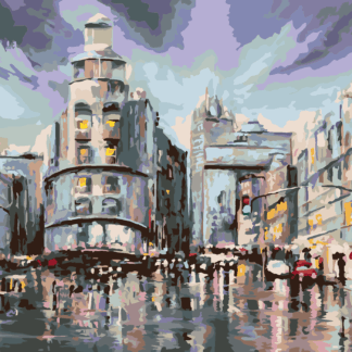 Malování podle čísel - MADRID A DEŠTIVÉ POČASÍ Rozměr: 80x100 cm, Rámování: vypnuté plátno na rám