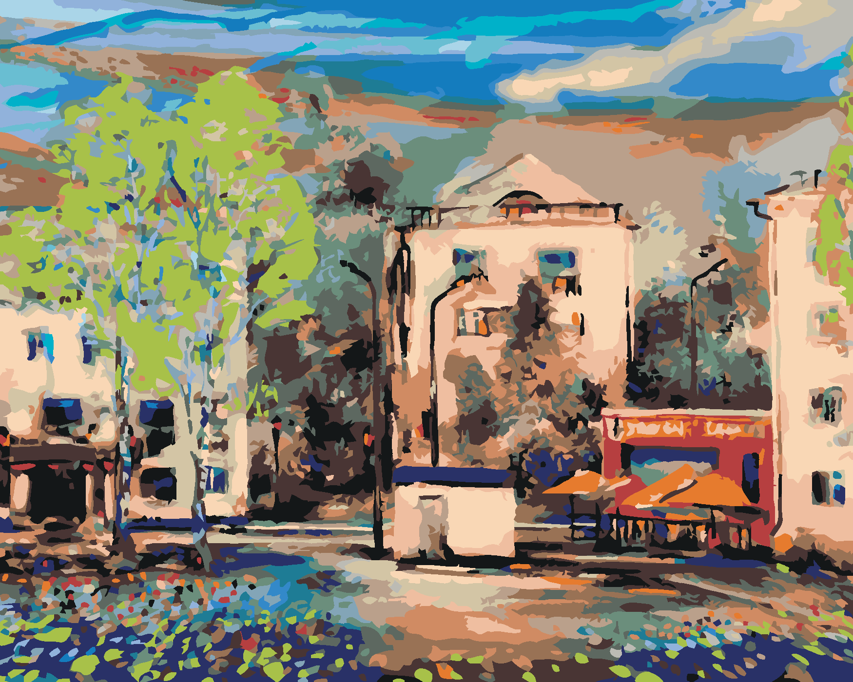 Malování podle čísel - HLAVNÍ ULICE V NOVOSIBIRSKU Rozměr: 80x100 cm, Rámování: bez rámu a bez vypnutí plátna