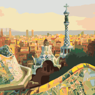 Malování podle čísel - VÝHLED NA BARCELONU Z PARKU GÜELL Rozměr: 40x50 cm, Rámování: vypnuté plátno na rám