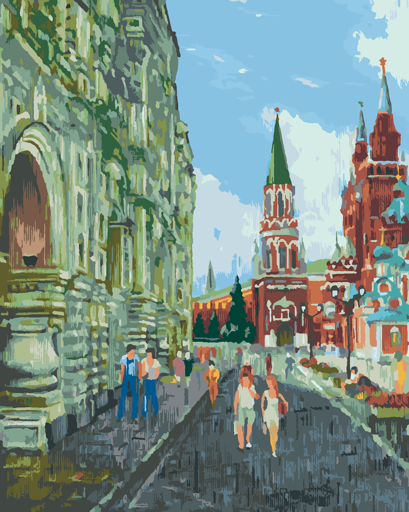 Malování podle čísel - LÉTO V MOSKVĚ Rozměr: 40x50 cm, Rámování: bez rámu a bez vypnutí plátna