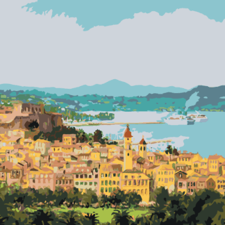 Malování podle čísel - CORFU V ŘECKU Rozměr: 40x50 cm, Rámování: vypnuté plátno na rám