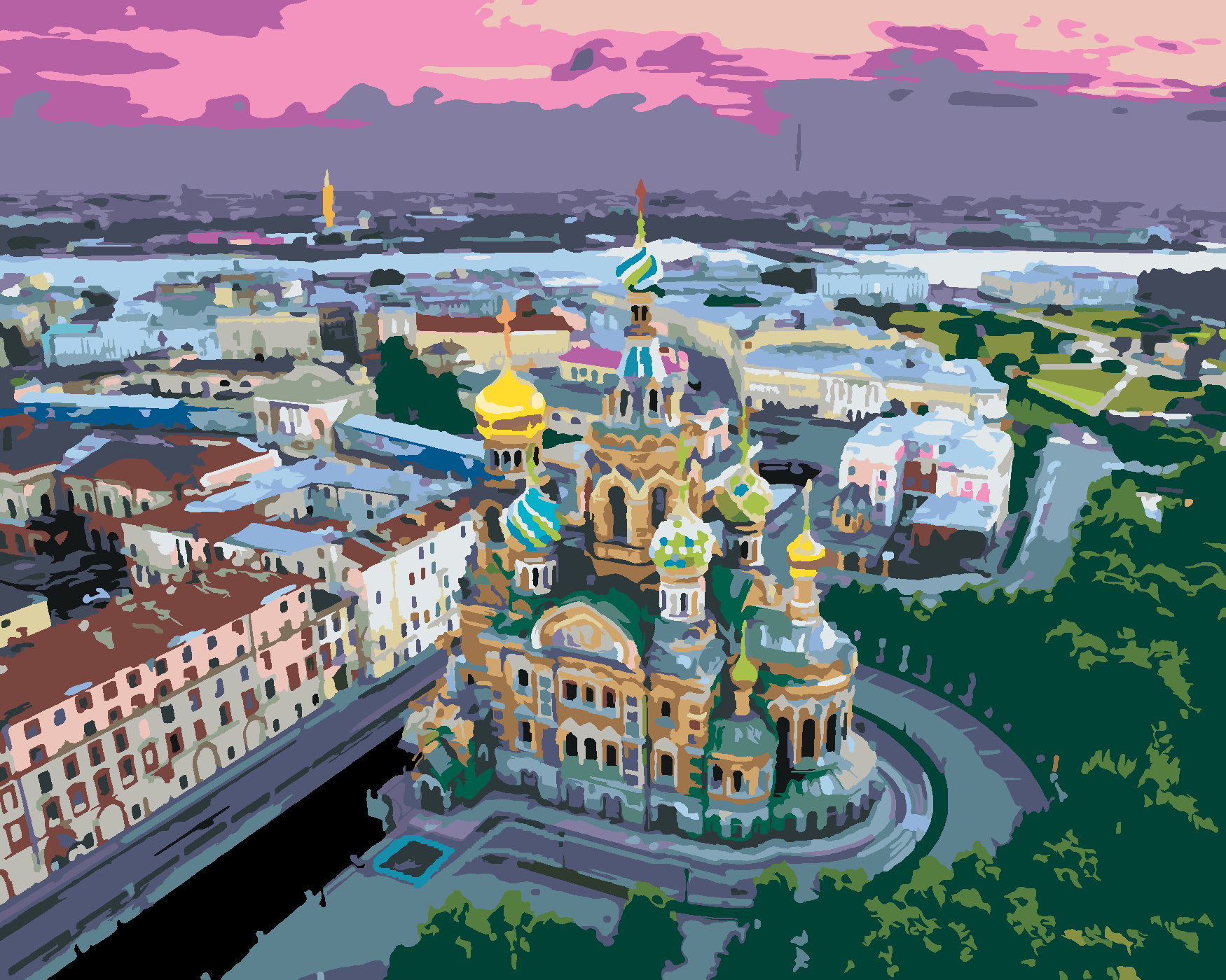 Malování podle čísel - SAINT-PETERSBURG A OKOLÍ Rozměr: 80x100 cm, Rámování: vypnuté plátno na rám