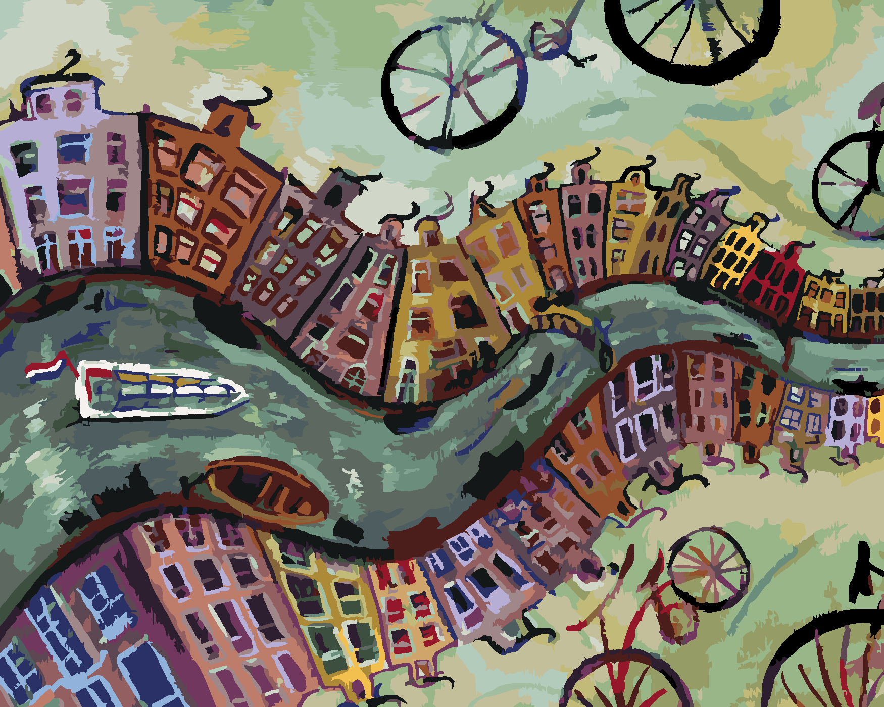 Malování podle čísel - NEKONEČNÝ AMSTERDAM Rozměr: 80x100 cm, Rámování: bez rámu a bez vypnutí plátna