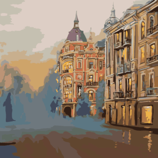 Malování podle čísel - HISTORICKÁ ČÁST MĚSTA Rozměr: 40x50 cm, Rámování: bez rámu a bez vypnutí plátna