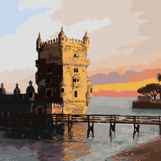Malování podle čísel - VĚŽ V LISABONU Rozměr: 40x50 cm, Rámování: bez rámu a bez vypnutí plátna