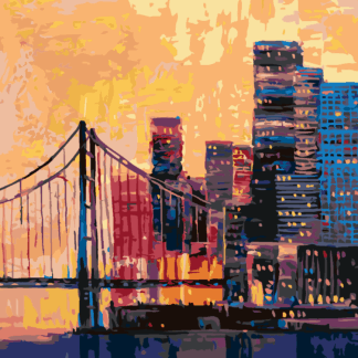 Malování podle čísel - POHLED NA ČÁST SAN FRANCISCA Rozměr: 80x100 cm, Rámování: vypnuté plátno na rám