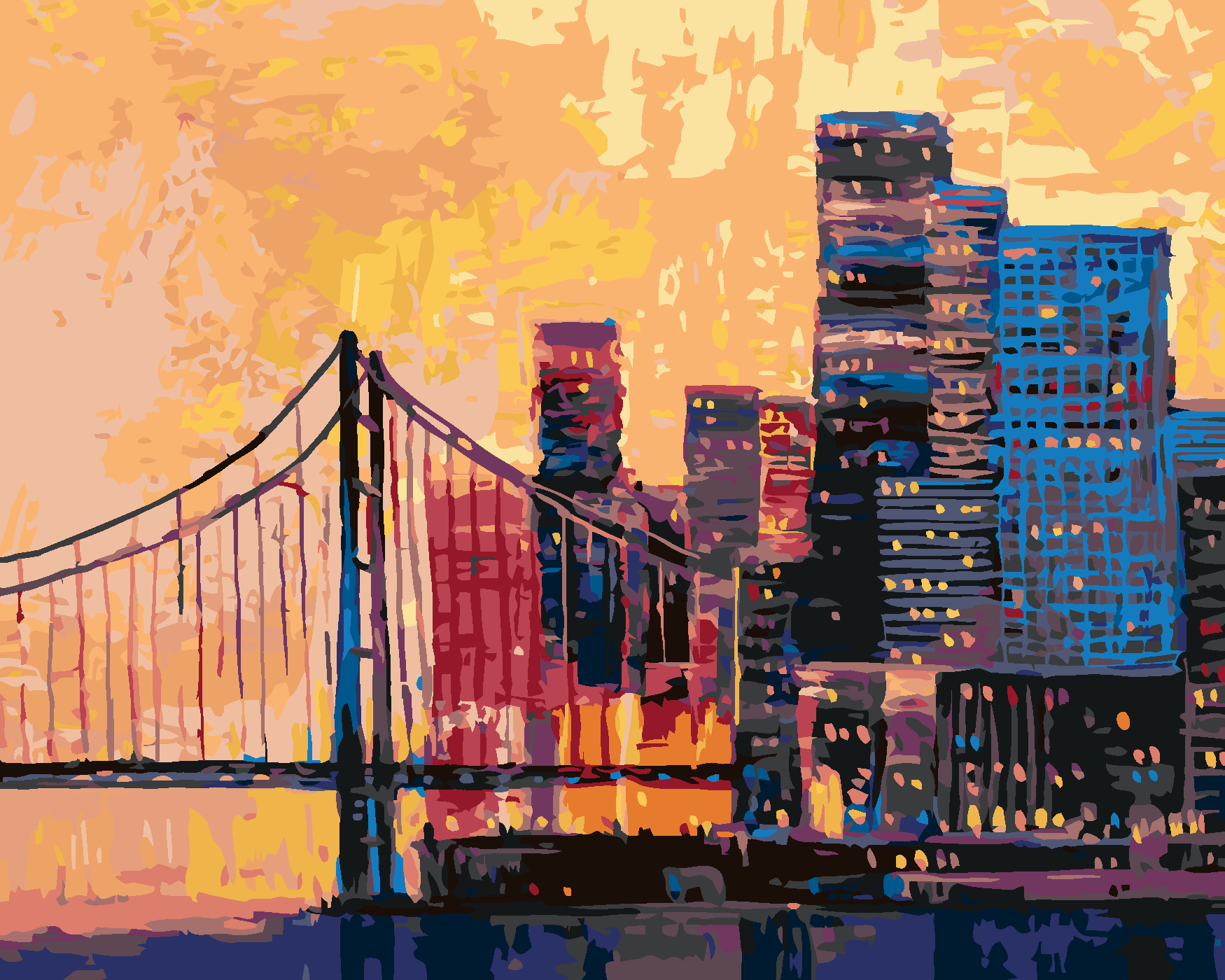 Malování podle čísel - POHLED NA ČÁST SAN FRANCISCA Rozměr: 40x50 cm, Rámování: bez rámu a bez vypnutí plátna