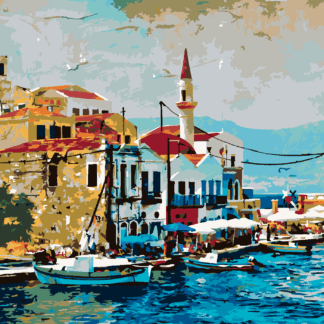 Malování podle čísel - KRÁSNÉ KASTELORIZO BAY V ŘECKU Rozměr: 80x100 cm, Rámování: vypnuté plátno na rám