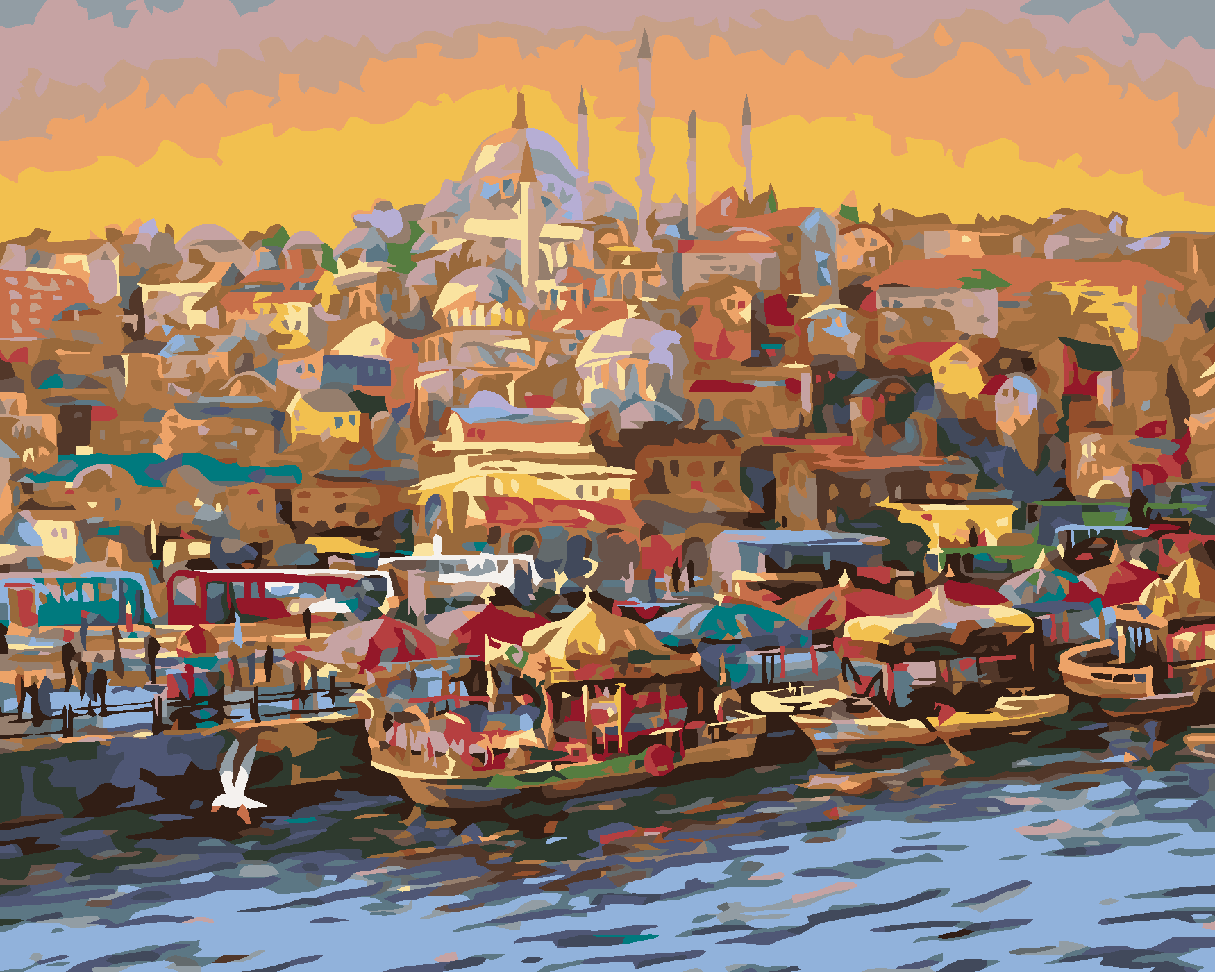 Malování podle čísel - VEČER V ISTANBULU Rozměr: 80x100 cm, Rámování: bez rámu a bez vypnutí plátna
