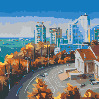 Malování podle čísel - PŘEDMĚSTÍ SOCHI Rozměr: 80x100 cm, Rámování: vypnuté plátno na rám