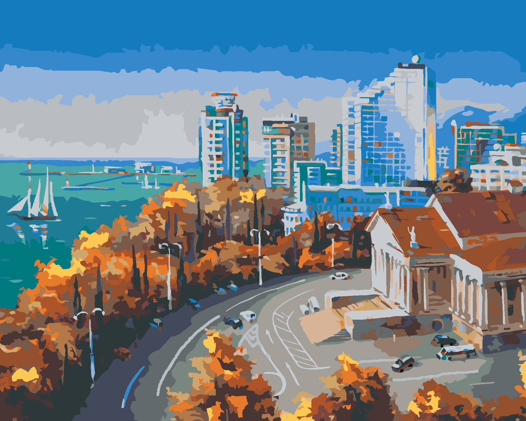 Malování podle čísel - PŘEDMĚSTÍ SOCHI Rozměr: 80x100 cm, Rámování: bez rámu a bez vypnutí plátna