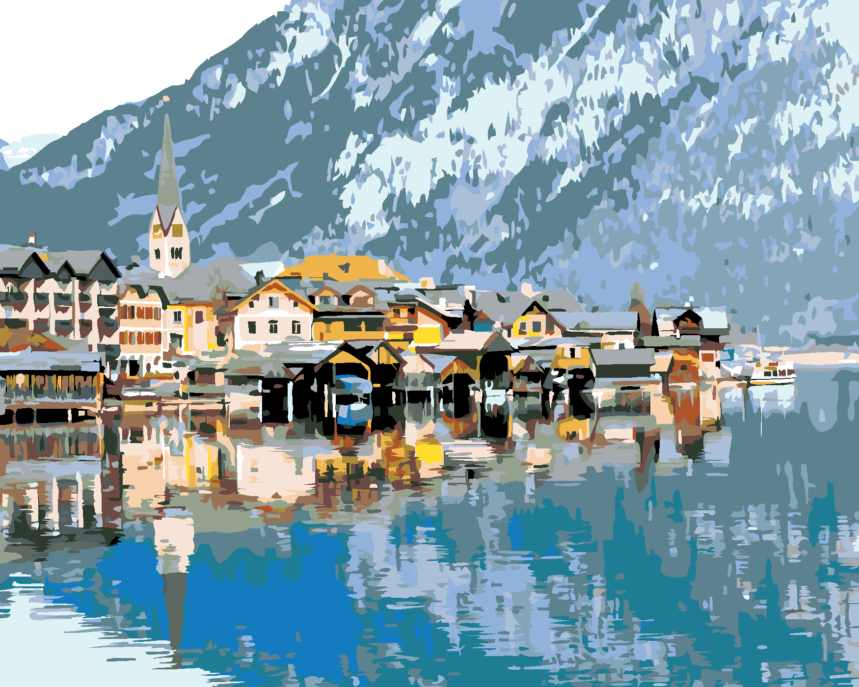 Malování podle čísel - HALLSTATT V ALPÁCH Rozměr: 40x50 cm, Rámování: bez rámu a bez vypnutí plátna