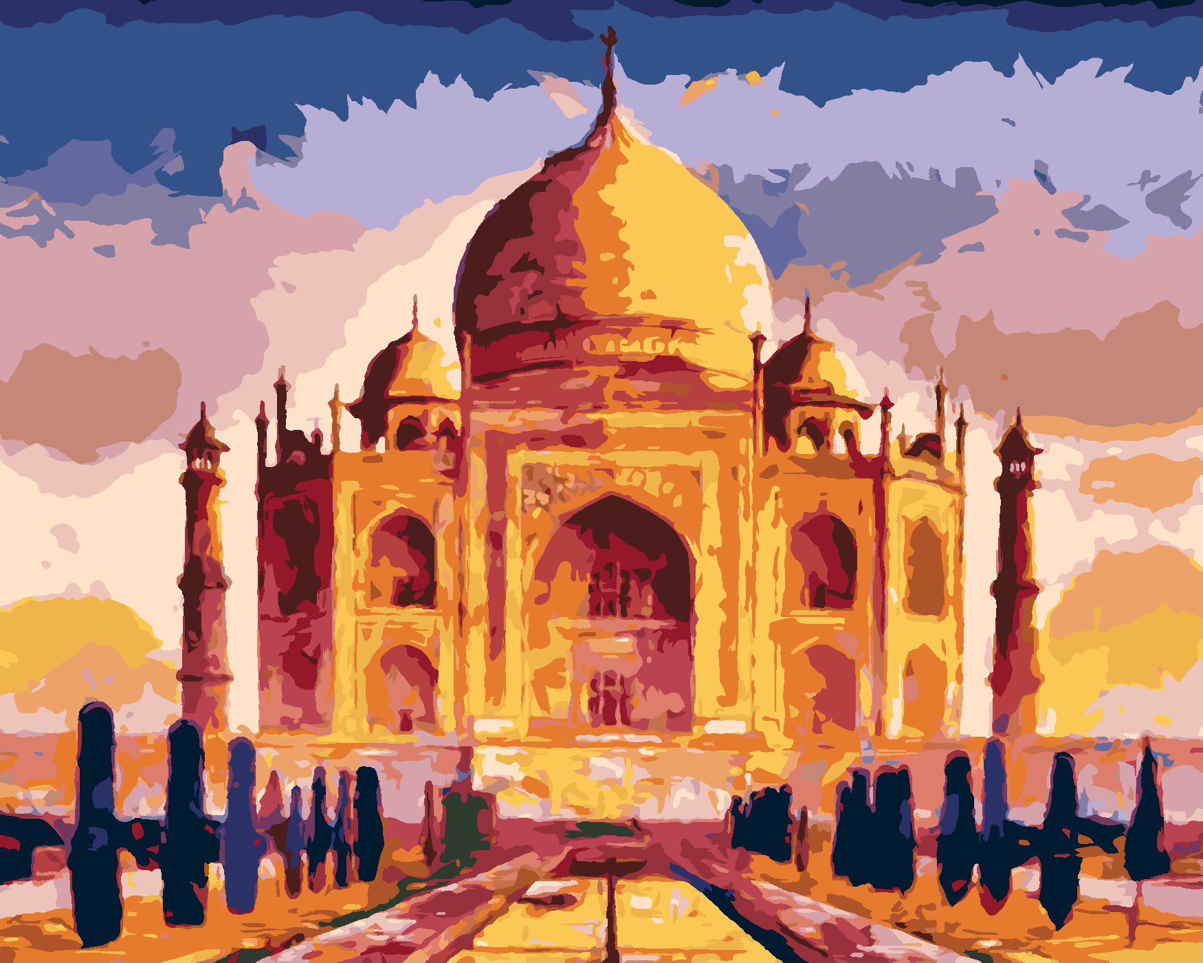 Malování podle čísel - TAJ MAHAL Rozměr: 40x50 cm, Rámování: bez rámu a bez vypnutí plátna