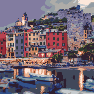 Malování podle čísel - PORTOVENERE V ITÁLII Rozměr: 80x100 cm, Rámování: vypnuté plátno na rám