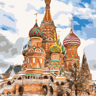 Malování podle čísel - SAINT BASIL'S CATHEDRAL V MOSKVĚ Rozměr: 40x50 cm, Rámování: bez rámu a bez vypnutí plátna