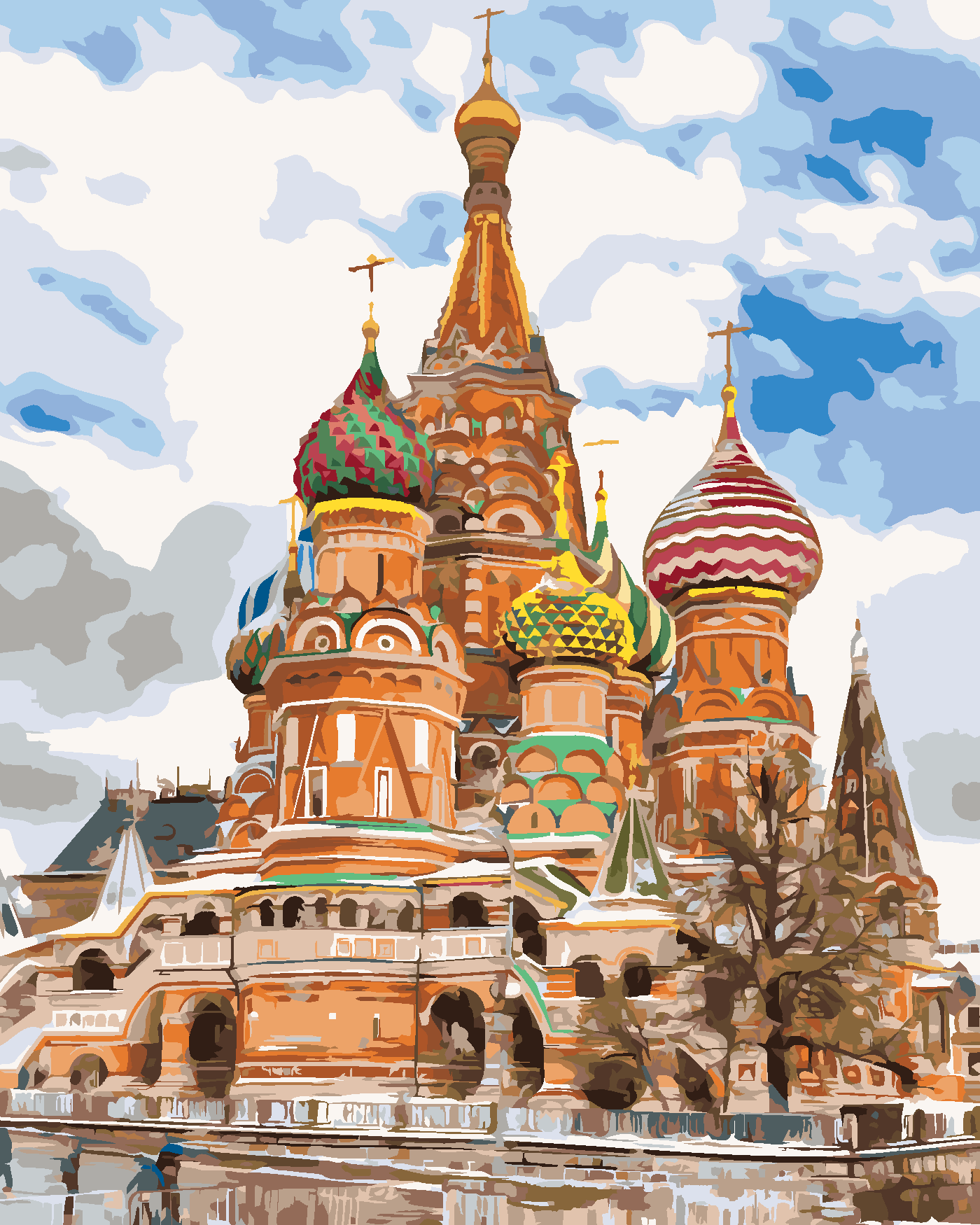 Malování podle čísel - SAINT BASIL'S CATHEDRAL V MOSKVĚ Rozměr: 40x50 cm, Rámování: bez rámu a bez vypnutí plátna