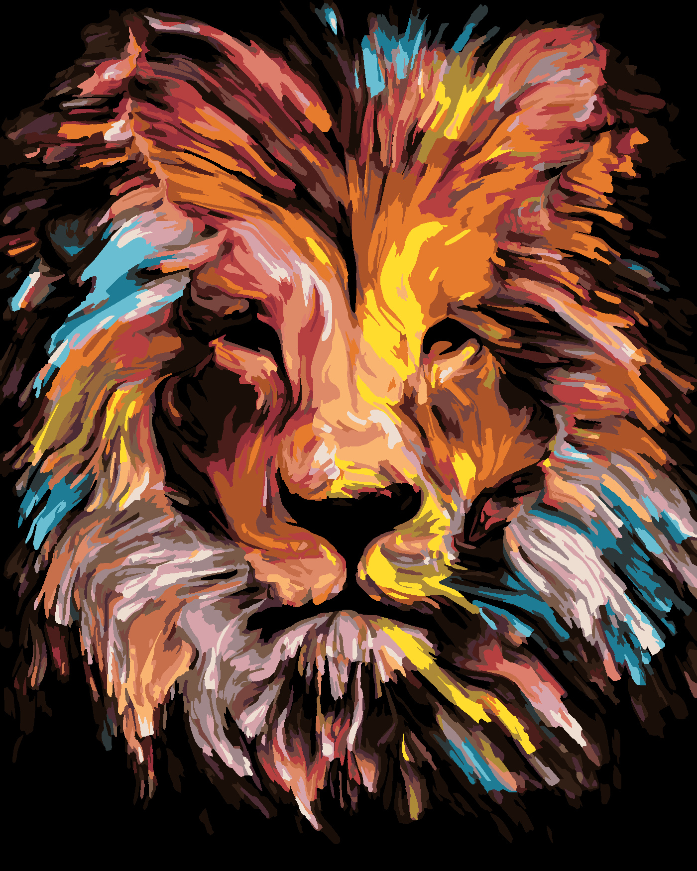 Malování podle čísel - PESTRÝ LEV Rozměr: 40x50 cm, Rámování: vypnuté plátno na rám