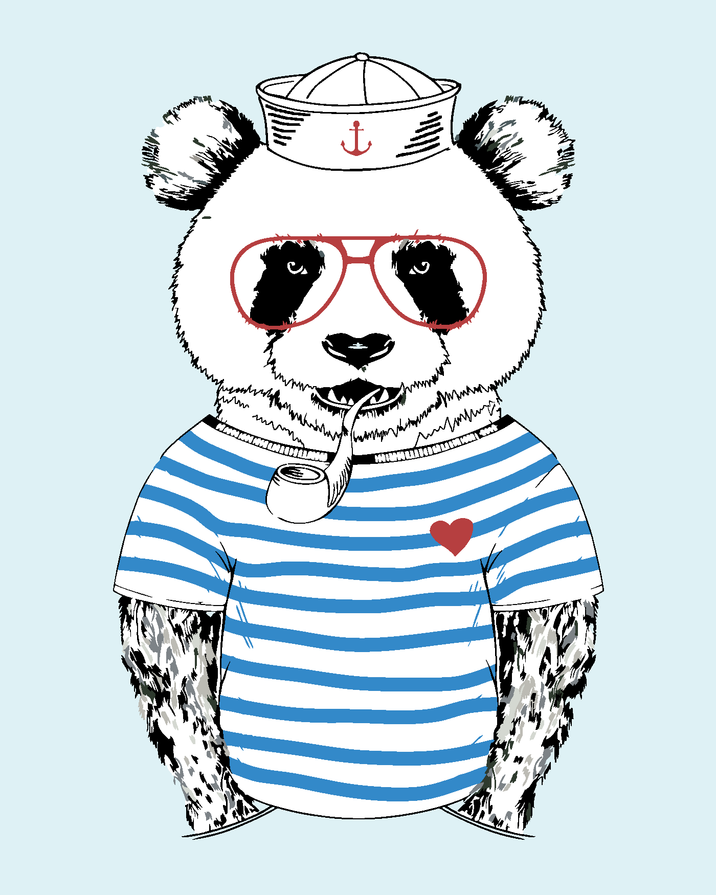 Malování podle čísel - NÁMOŘNÍK PANDA Rozměr: 40x50 cm, Rámování: bez rámu a bez vypnutí plátna