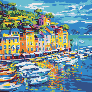 Malování podle čísel - LODĚ V PŘÍSTAVU Rozměr: 40x50 cm, Rámování: bez rámu a bez vypnutí plátna