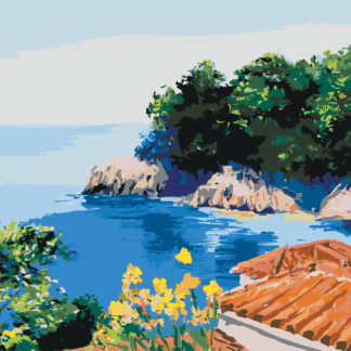 Malování podle čísel - LETNÍ DŮM V ZÁTOCE Rozměr: 80x100 cm, Rámování: bez rámu a bez vypnutí plátna