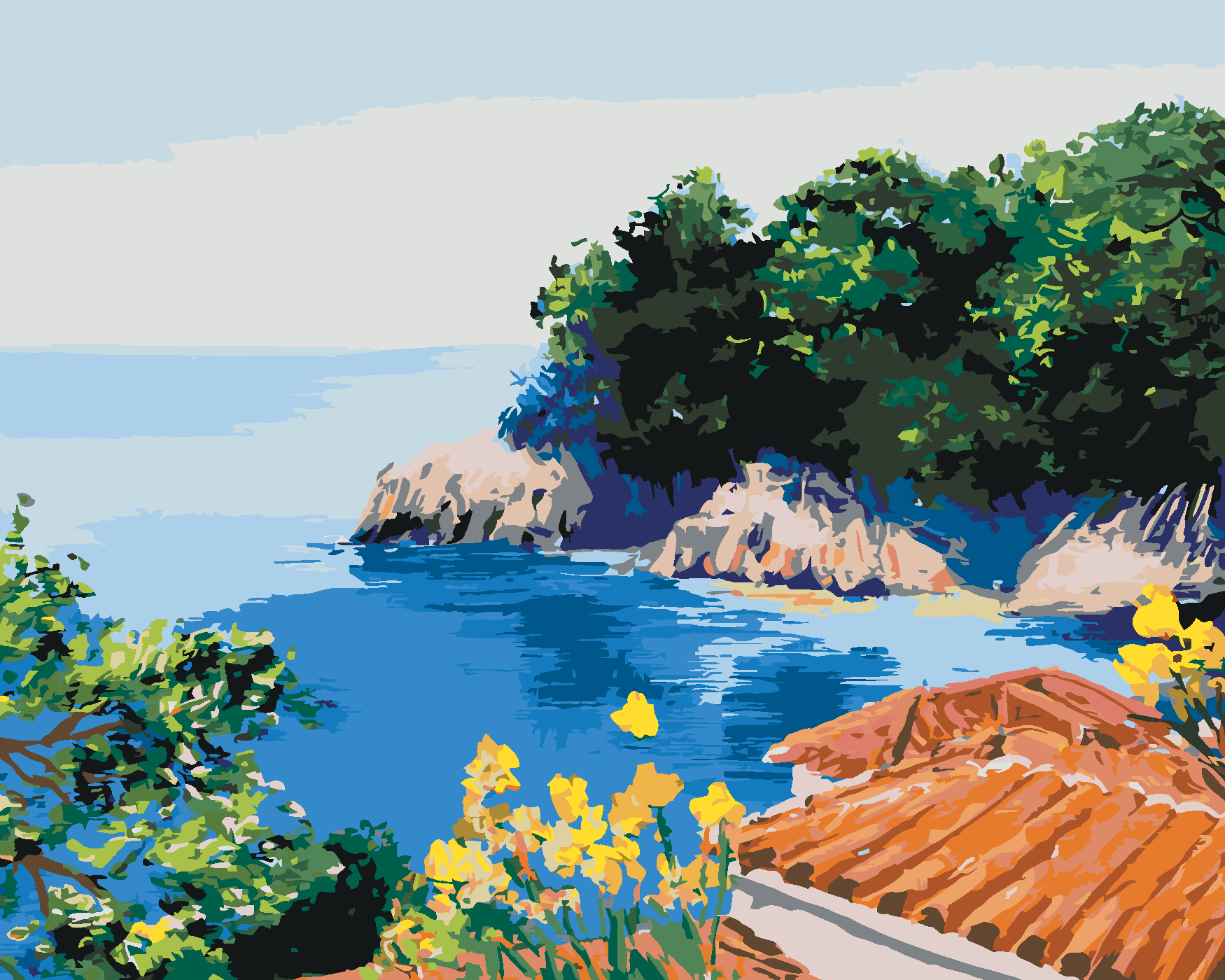 Malování podle čísel - LETNÍ DŮM V ZÁTOCE Rozměr: 80x100 cm, Rámování: bez rámu a bez vypnutí plátna