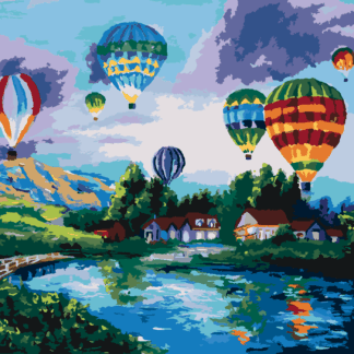 Malování podle čísel - OHNIVÝ BALÓN Rozměr: 80x100 cm, Rámování: vypnuté plátno na rám
