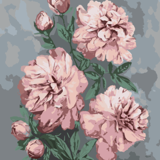 Malování podle čísel - RŮŽOVÉ PIVOŇKY NA ABSTRAKTNÍM POZADÍ Rozměr: 40x50 cm, Rámování: vypnuté plátno na rám