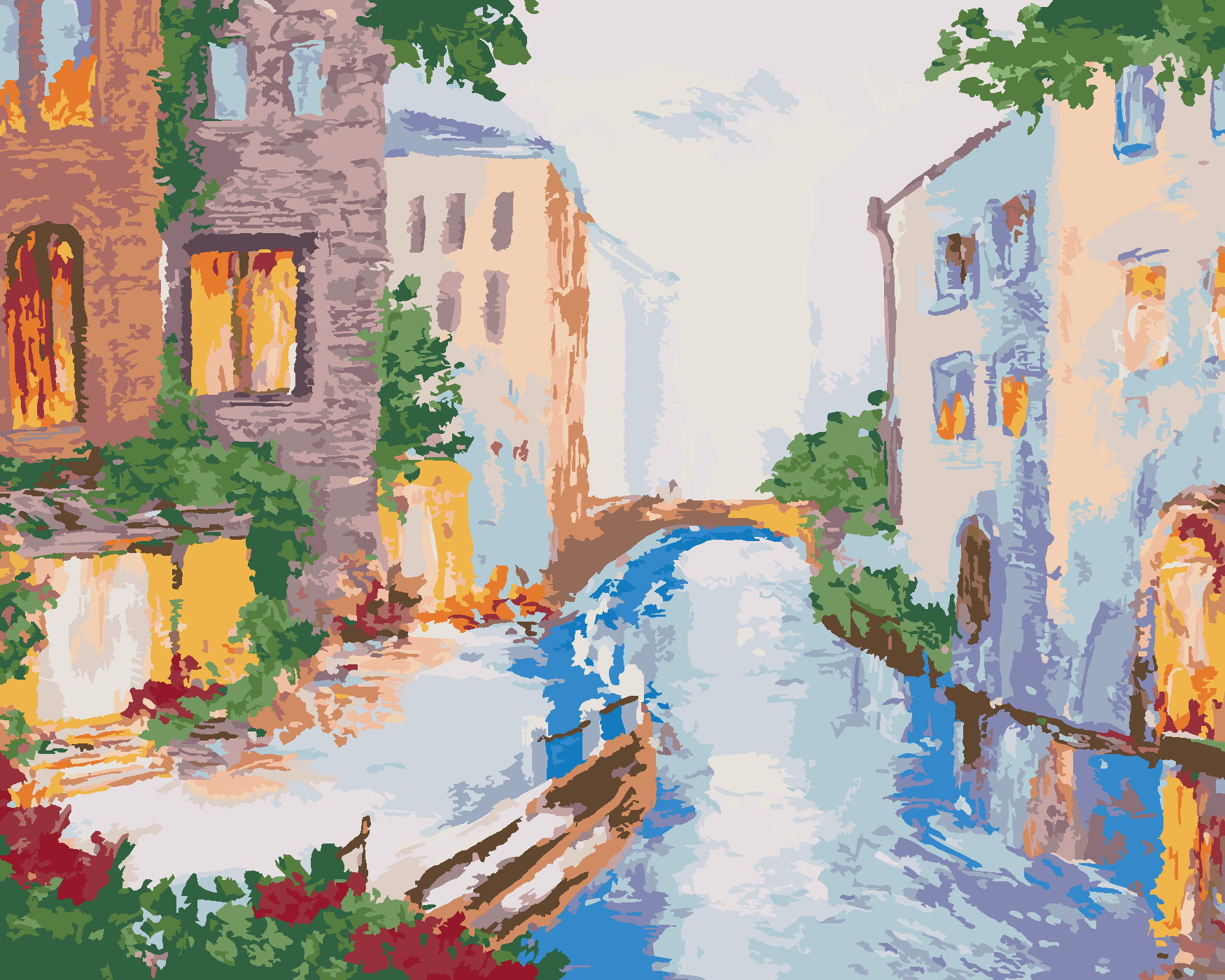 Malování podle čísel - RANNÍ BENÁTKY Rozměr: 40x50 cm, Rámování: bez rámu a bez vypnutí plátna