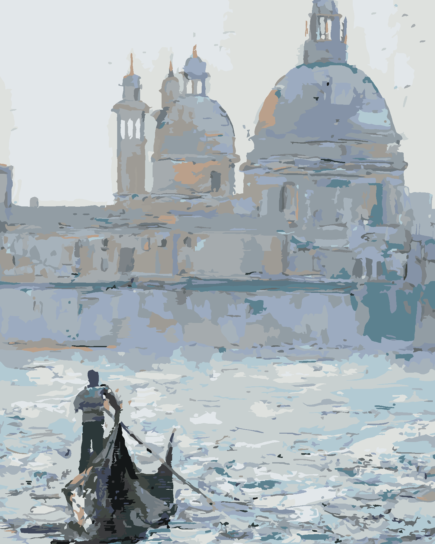 Malování podle čísel - GONDOLA NA BENÁTSKÉM KANÁLU Rozměr: 80x100 cm, Rámování: bez rámu a bez vypnutí plátna