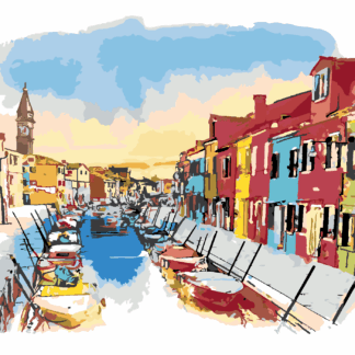 Malování podle čísel - OSTROV BURANO V BENÁTKÁCH Rozměr: 40x50 cm, Rámování: bez rámu a bez vypnutí plátna