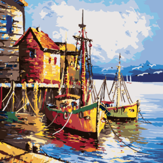 Malování podle čísel - MALÝ PŘÍSTAV V BENÁTKÁCH Rozměr: 40x50 cm, Rámování: bez rámu a bez vypnutí plátna