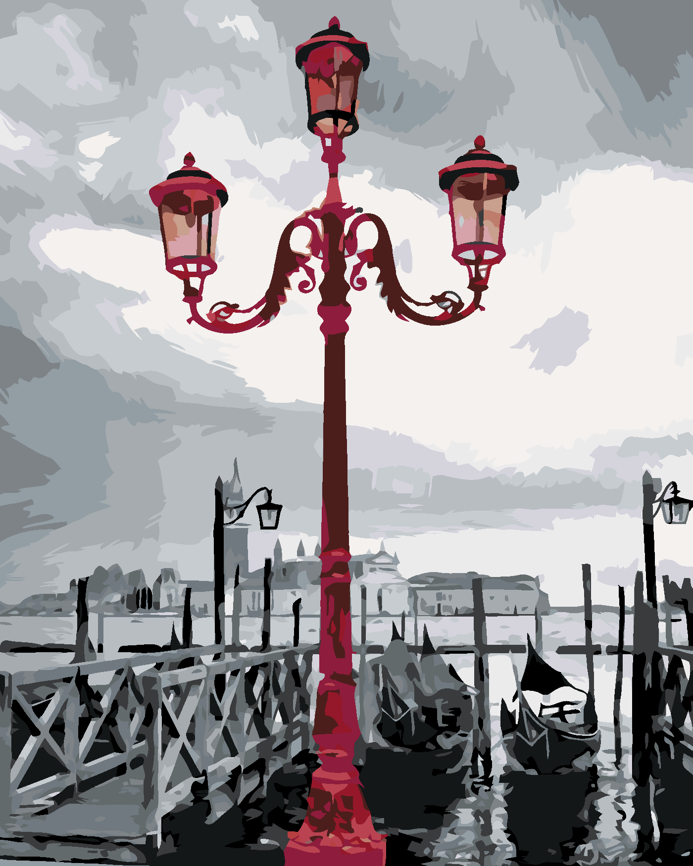 Malování podle čísel - LAMPA V BENÁTKÁCH Rozměr: 80x100 cm, Rámování: vypnuté plátno na rám