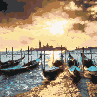 Malování podle čísel - BOUŘKA NAD GONDOLY V BENÁTKÁCH Rozměr: 40x50 cm, Rámování: vypnuté plátno na rám