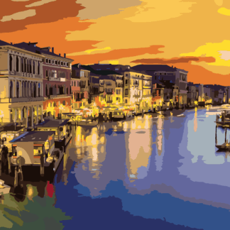Malování podle čísel - CANAL GRANDE V LETNÍ NOCI V BENÁTKÁCH Rozměr: 80x100 cm, Rámování: vypnuté plátno na rám