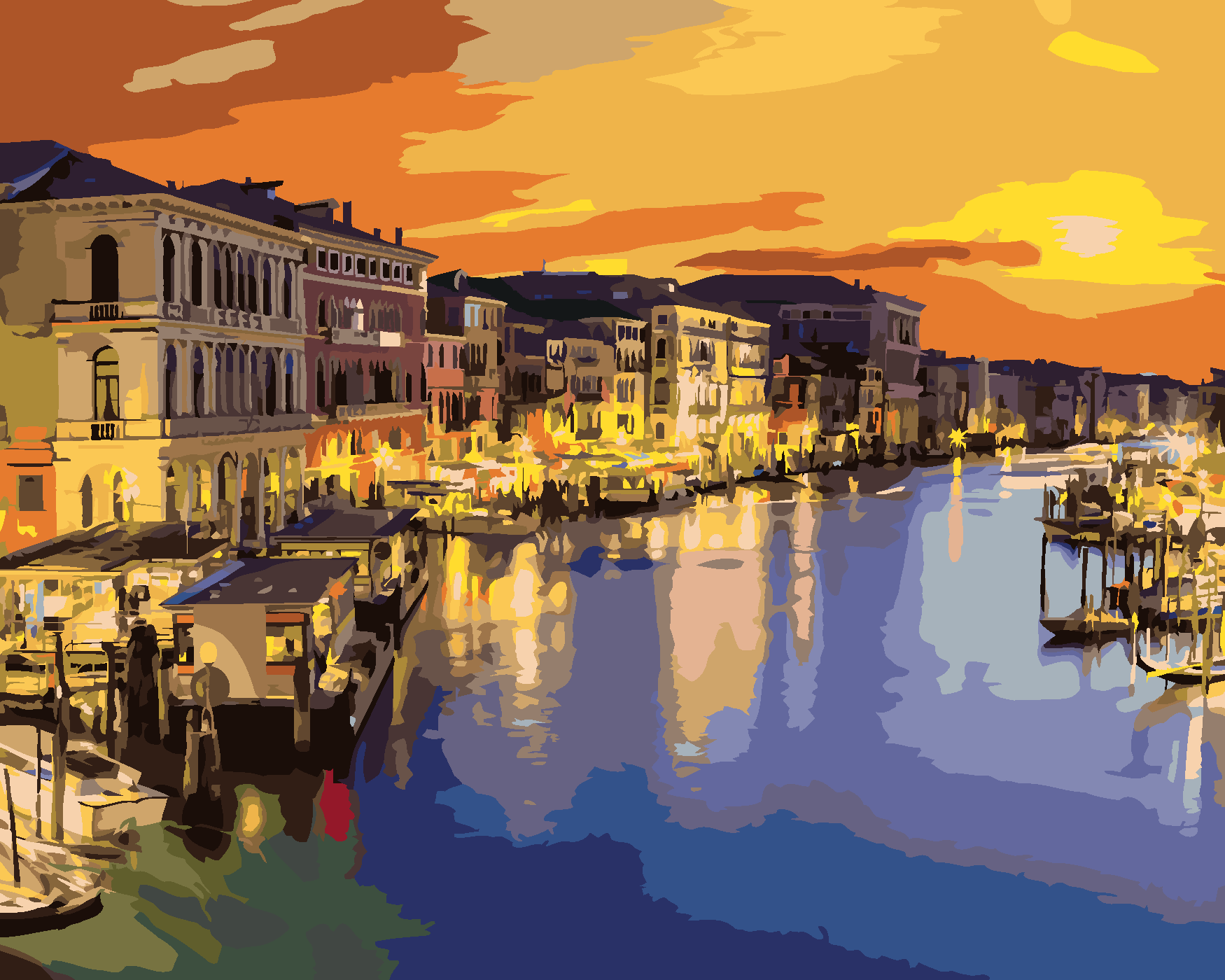 Malování podle čísel - CANAL GRANDE V LETNÍ NOCI V BENÁTKÁCH Rozměr: 80x100 cm, Rámování: vypnuté plátno na rám