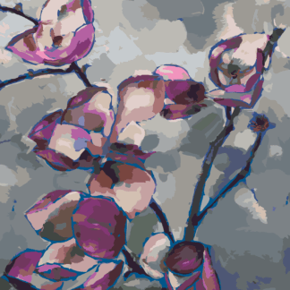 Malování podle čísel - FIALOVÉ MAGNÓLIE Rozměr: 40x50 cm, Rámování: bez rámu a bez vypnutí plátna
