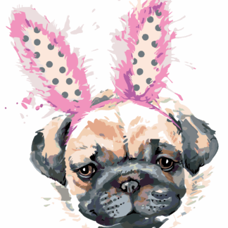 Malování podle čísel - MOPS S ČELENKOU Rozměr: 40x50 cm, Rámování: vypnuté plátno na rám