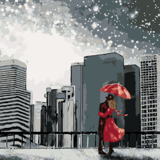 Malování podle čísel - MUŽ SE ŽENOU V NEW YORKU Rozměr: 80x100 cm, Rámování: vypnuté plátno na rám