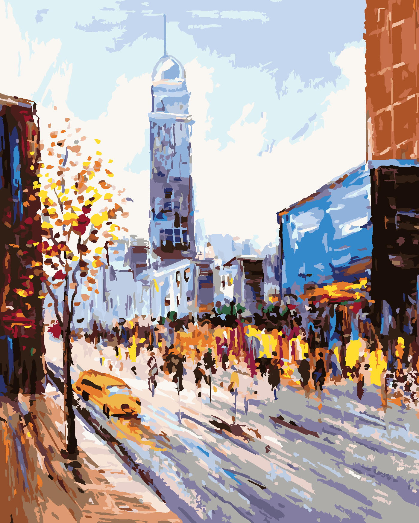 Malování podle čísel - VŠEDNÍ DEN V NEW YORKU Rozměr: 40x50 cm, Rámování: bez rámu a bez vypnutí plátna