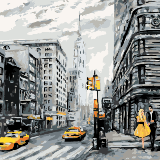 Malování podle čísel - ŽLUTÉ TAXÍKY V NEW YORKU Rozměr: 80x100 cm, Rámování: bez rámu a bez vypnutí plátna