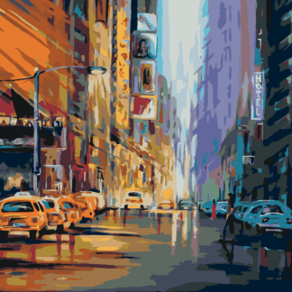 Malování podle čísel - VEČERNÍ ŽIVOT V NEW YORKU Rozměr: 80x100 cm, Rámování: vypnuté plátno na rám