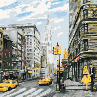 Malování podle čísel - PÁR NA ULICI V NEW YORKU Rozměr: 40x50 cm, Rámování: vypnuté plátno na rám