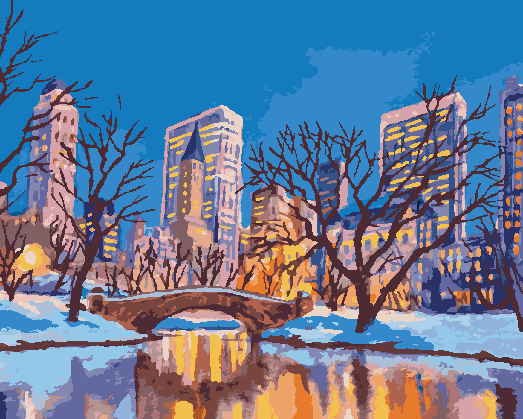 Malování podle čísel - NEW YORK CENTRAL PARK_II Rozměr: 40x50 cm, Rámování: bez rámu a bez vypnutí plátna