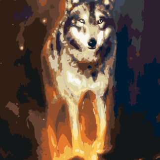 Malování podle čísel - ZÁŘÍCÍ VLK VE VESMÍRU Rozměr: 40x50 cm, Rámování: vypnuté plátno na rám