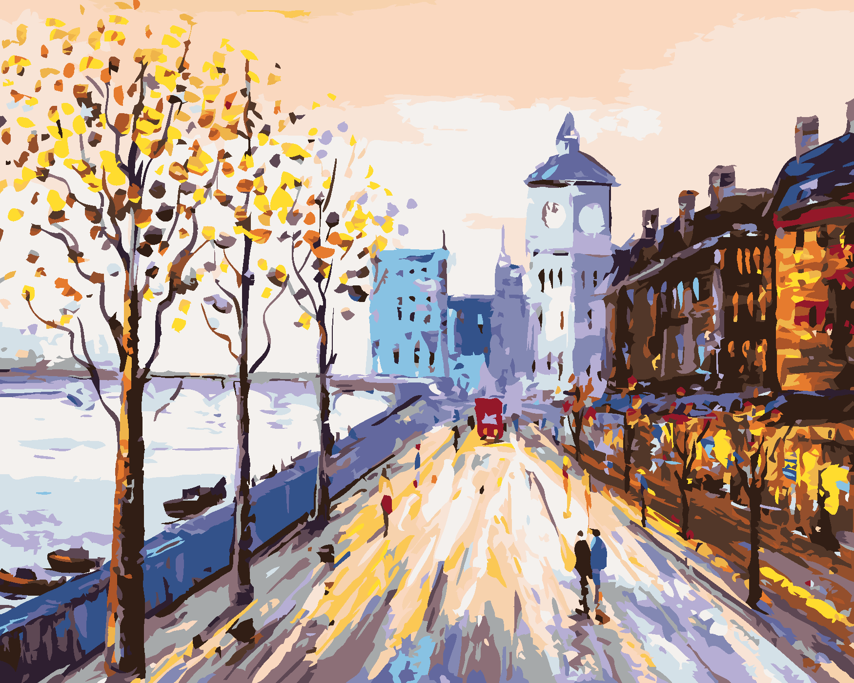 Malování podle čísel - ULICE LONDÝNA Rozměr: 40x50 cm, Rámování: bez rámu a bez vypnutí plátna