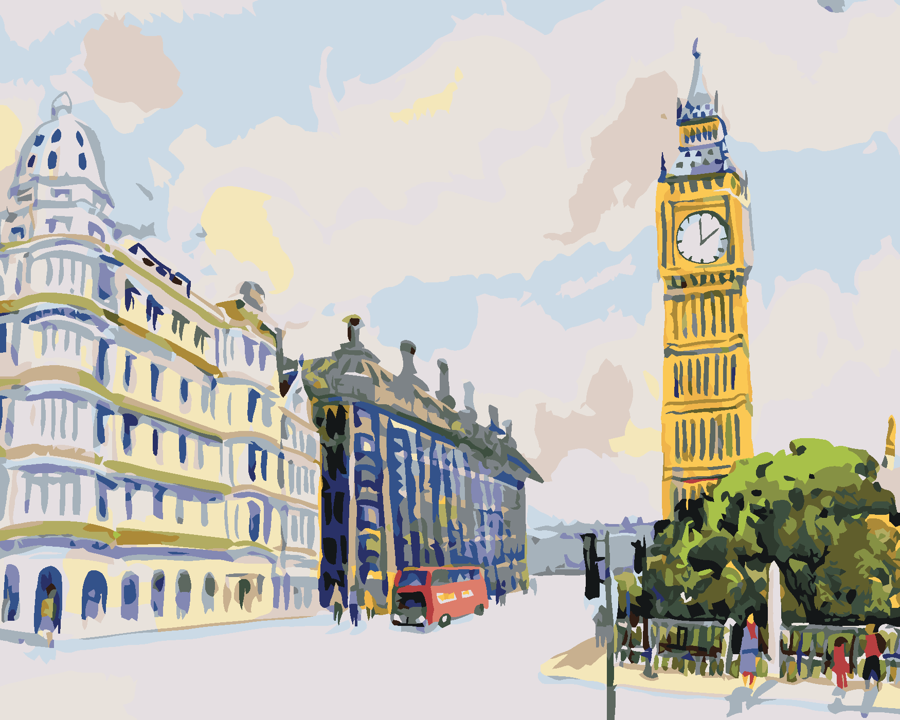 Malování podle čísel - BIG BEN V LONDÝNĚ Rozměr: 40x50 cm, Rámování: bez rámu a bez vypnutí plátna