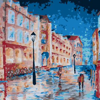 Malování podle čísel - DEŠTIVÝ DEN V LONDÝNSKÉ ULIČCE Rozměr: 40x50 cm, Rámování: bez rámu a bez vypnutí plátna