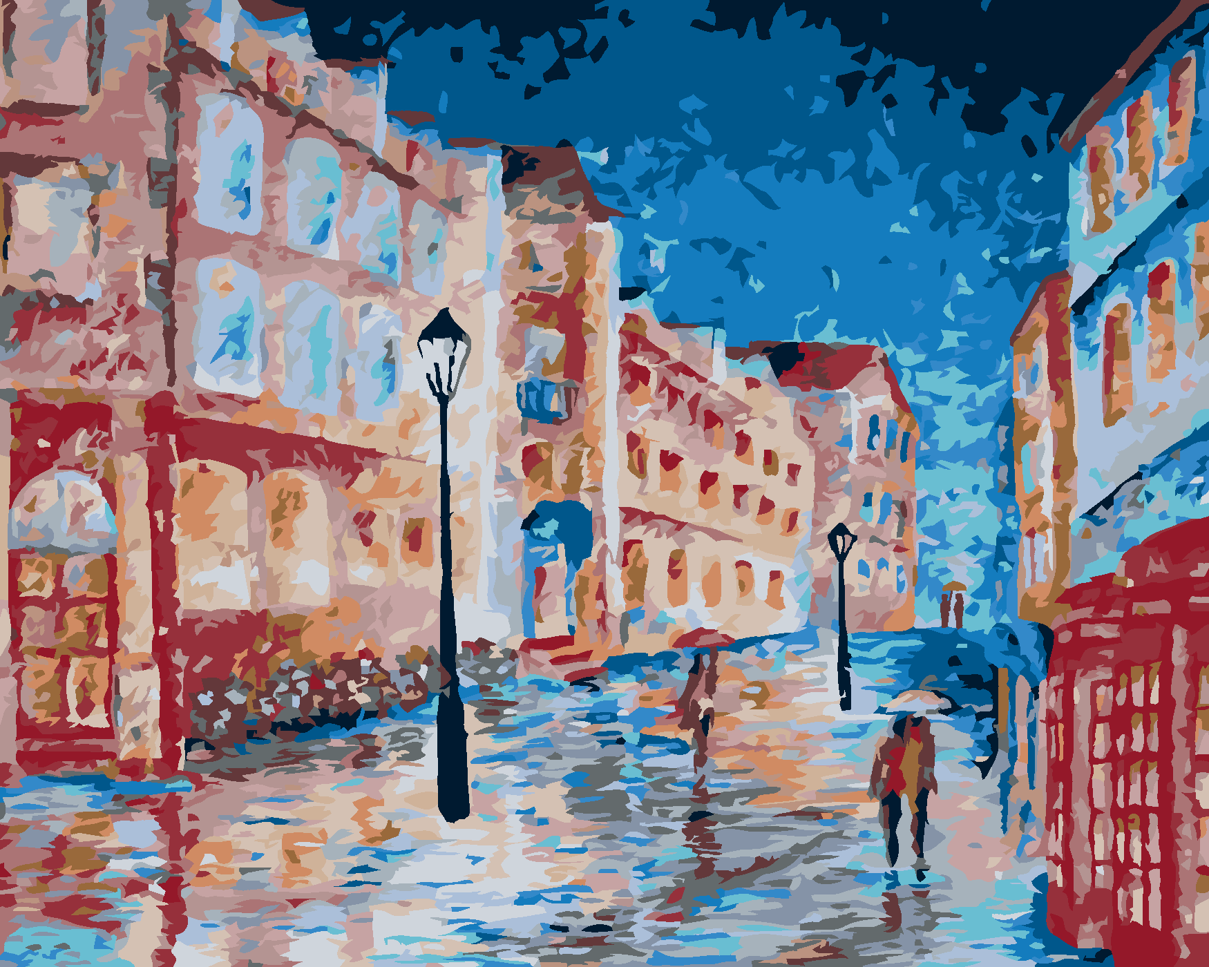 Malování podle čísel - DEŠTIVÝ DEN V LONDÝNSKÉ ULIČCE Rozměr: 40x50 cm, Rámování: bez rámu a bez vypnutí plátna