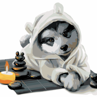 Malování podle čísel - HUSKY RELAXUJE Rozměr: 40x50 cm, Rámování: bez rámu a bez vypnutí plátna